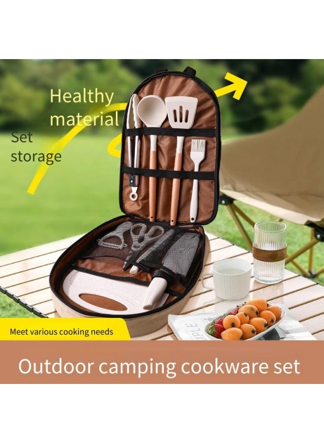 general Portable 9-Piece Ceramic Tableware Set for Outdoor Camping & Picnic with Free Storage Bag - Image 1